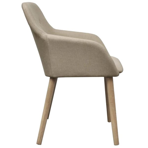 vidaXL Matstolar 4 st beige tyg och massiv ek