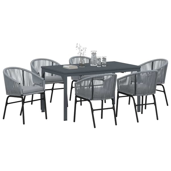 vidaXL Trädgårdsmöbelset 7 pcs Grå konstrotting