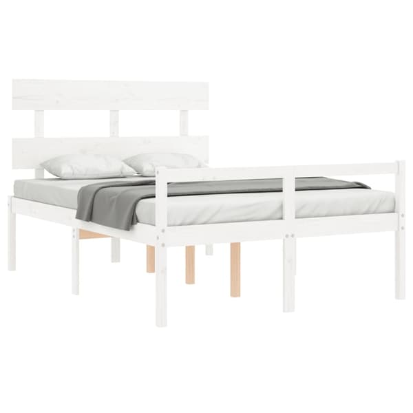vidaXL Seniorseng med hodegavl hvit small double heltre