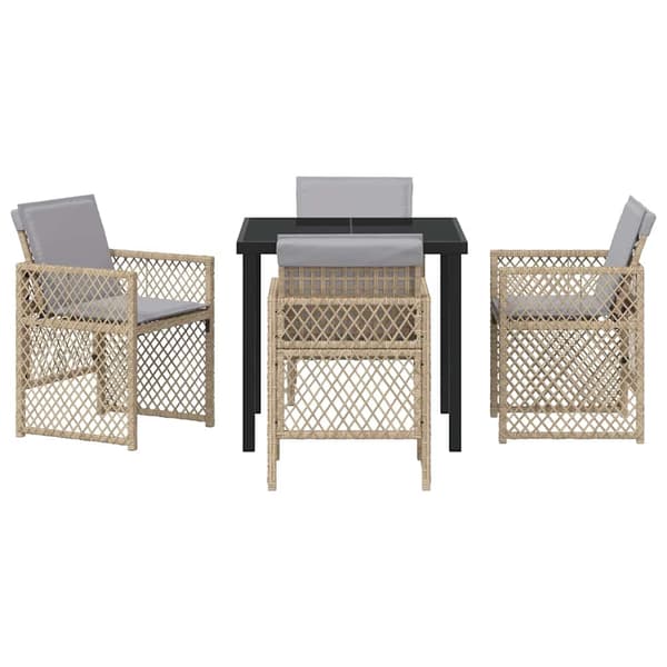 vidaXL Hage Spisegruppe 5 pcs Beige polyrotting