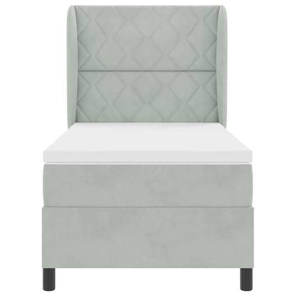 vidaXL Bäddfjäder med madrass Ljusgrå 200 x 90 cm Sammet