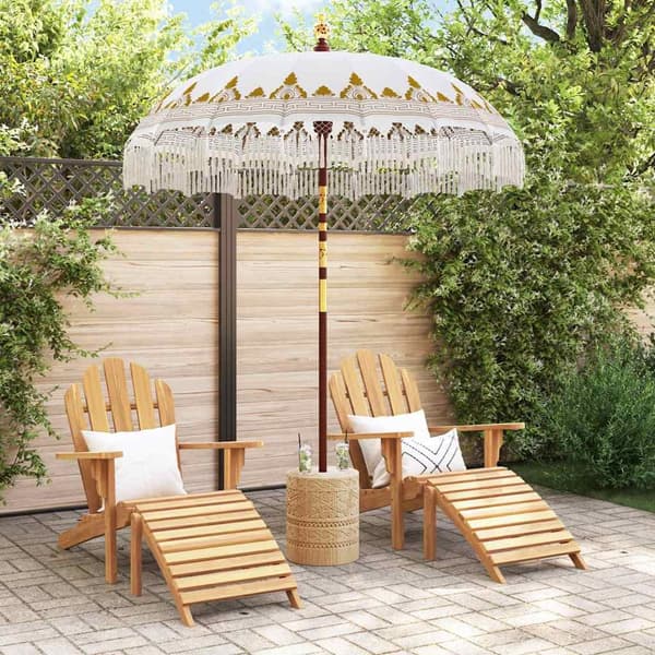 vidaXL Balinesisk Parasol Krem 190 x 190 x 260 cm