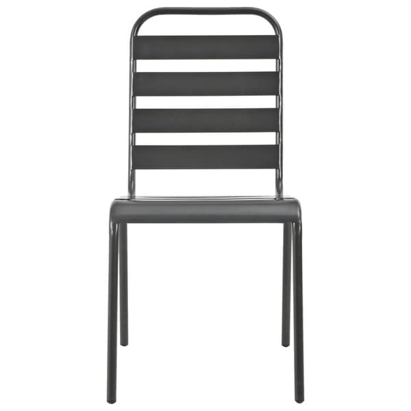 vidaXL Utestolar 4 st ribbad design stål mörkgrå