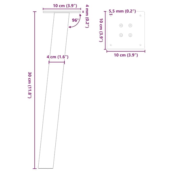 vidaXL Soffbordsben 4 st antracit 30 cm stål