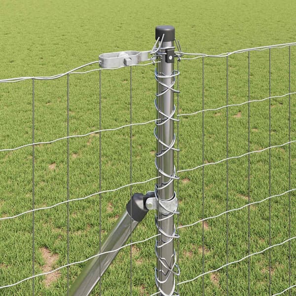 vidaXL Gjerde med stolpe sølv 1,2 x 25 m Stål og PVC