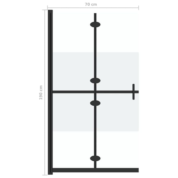 vidaXL Vikbar duschvägg med halvfrostat ESG-glas 70x190 cm