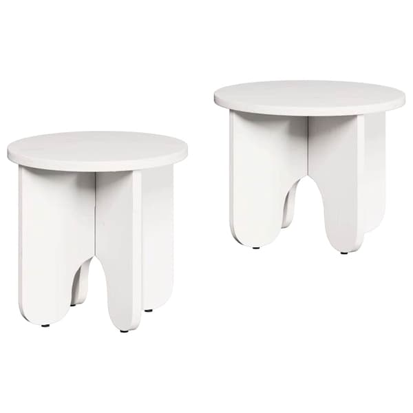 vidaXL Kaffeebord 2 pcs Vit Massivt tallträ