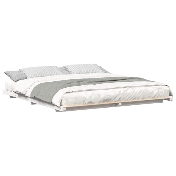 vidaXL Sängram Vit 200 x 200 cm Massiv furu
