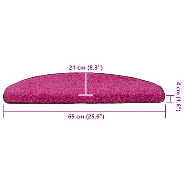 vidaXL Trappematter 30 stk 65x21x4 cm rosa halvrund store