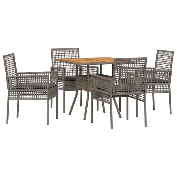 vidaXL Trädgårdsmöbelset 5 pcs Grå konstrotting