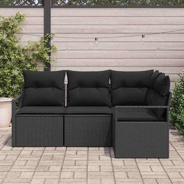 vidaXL Soffset 4 pcs Svart konstrotting