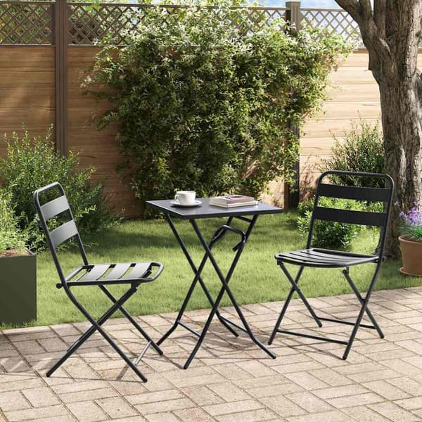 vidaXL Trädgårds Bistro Set 3 pcs Antracit Stål