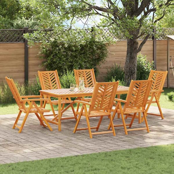 vidaXL Hage Spisegruppe 7 pcs Brun Solid akasietre