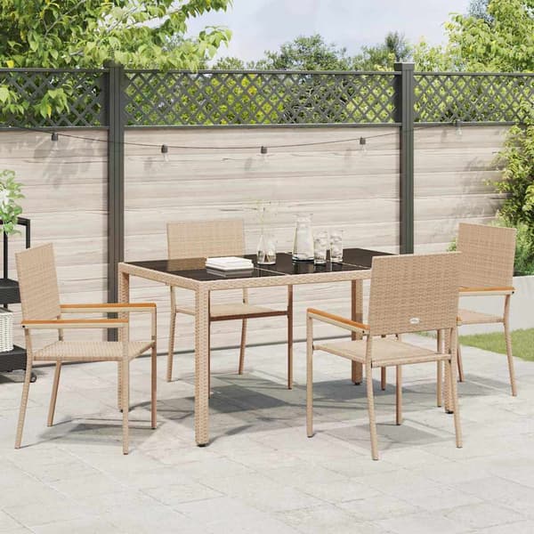 vidaXL Trädgårdsmöbelset 5 pcs Beige konstrotting