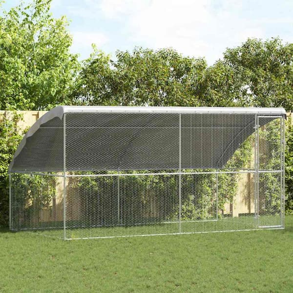 vidaXL Hönshus 2 st silver 400 x 200 x 198,5 cm Galvaniserat Stål