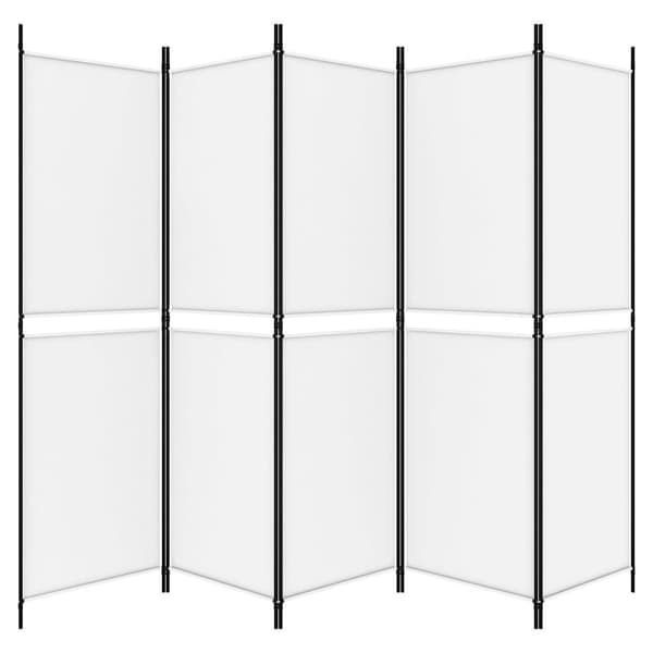 vidaXL Rumsavdelare 5 paneler vit 250x180 cm tyg