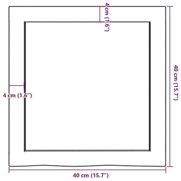 vidaXL Benkeplate til bad 40x40x(2-4) cm ubehandlet heltre