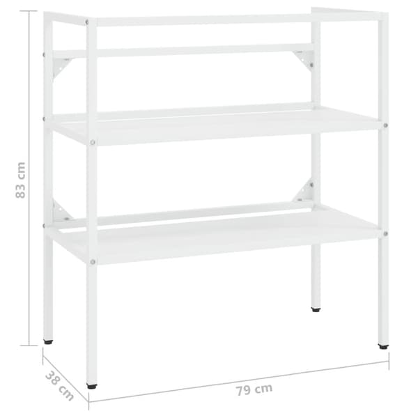 vidaXL Badehylle hvit 79x38x83 cm jern
