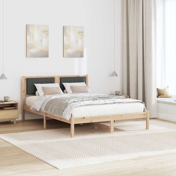 vidaXL Sängram med Vadderad Sänggavel Mörkgrå 140 x 190 cm