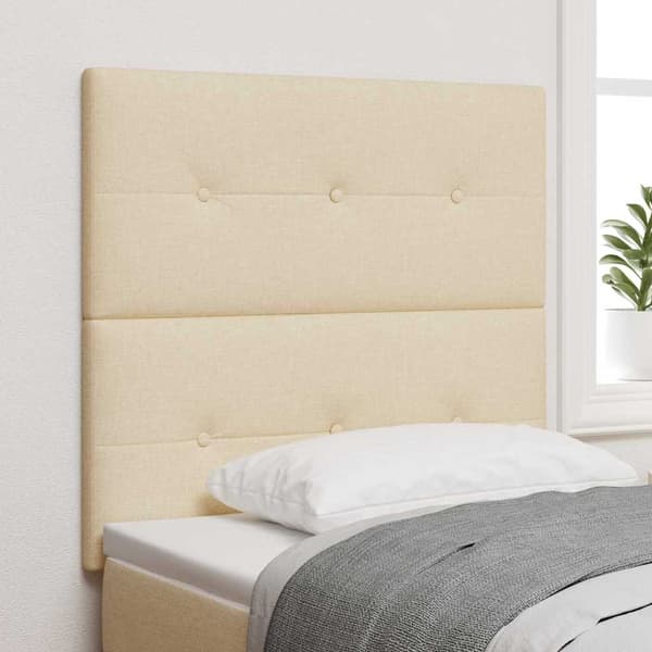 vidaXL Sänggavel med knappar gräddvit 80 cm tyg