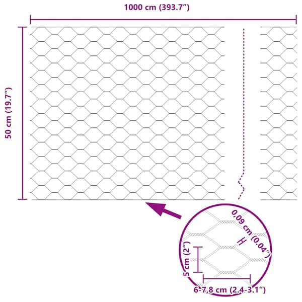 vidaXL Hexagonstängsel Grå 0,5 x 10 m PVC