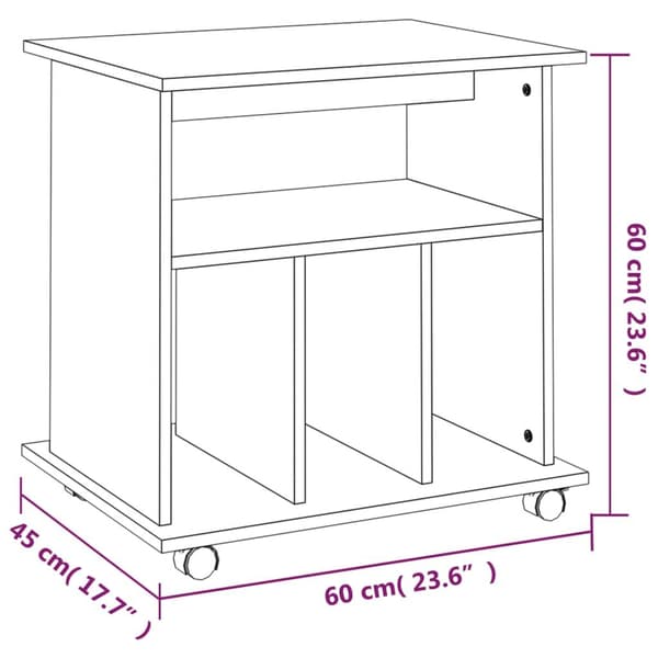 vidaXL Rulleskap røkt eik 60x45x60 cm konstruert tre