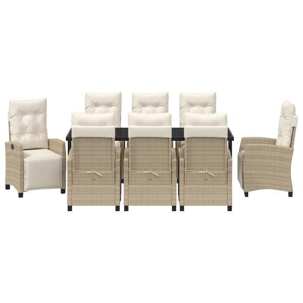vidaXL Trädgårdsmöbelset med kudde 9 pcs Beige konstrotting