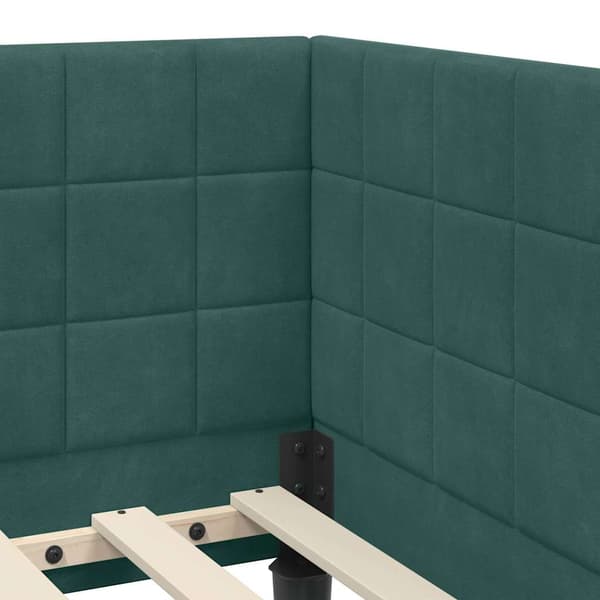 vidaXL Hörnssängram Mörkgrön 80 x 200 cm Sammet