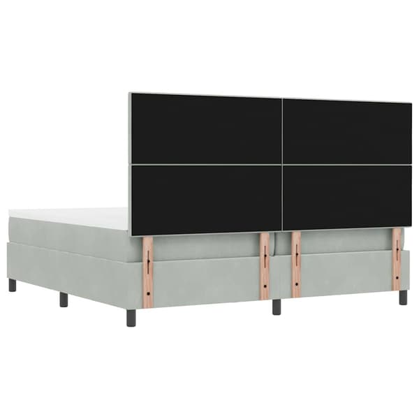 vidaXL Bäddfjäder med madrass Ljusgrå 200 x 200 cm Sammet