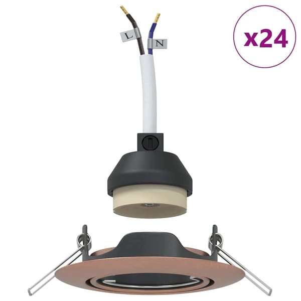 vidaXL Spotlight 24 pcs Koppar 9 x 9 x 2.5 cm Metall
