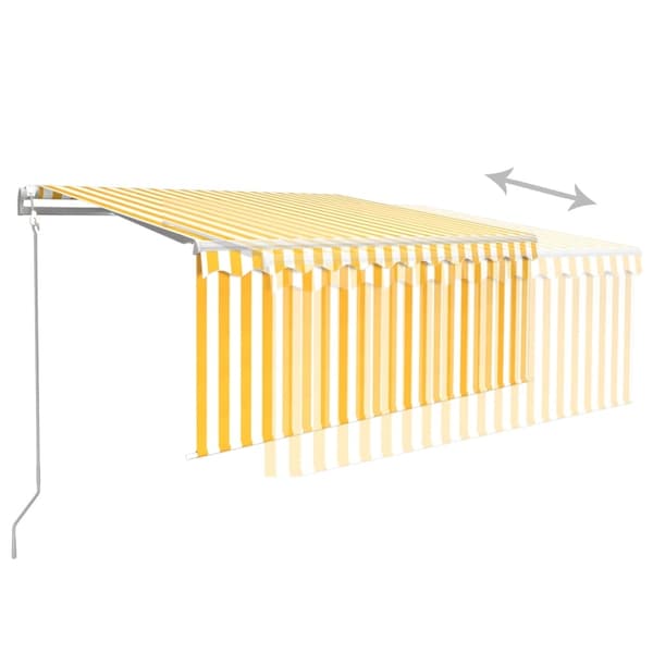 vidaXL Automatisk markis m. vindsensor rullgardin LED 3,5x2,5m gul/vit