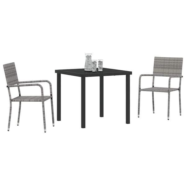 vidaXL Hage Spisegruppe med pute 3 pcs Grå polyrotting