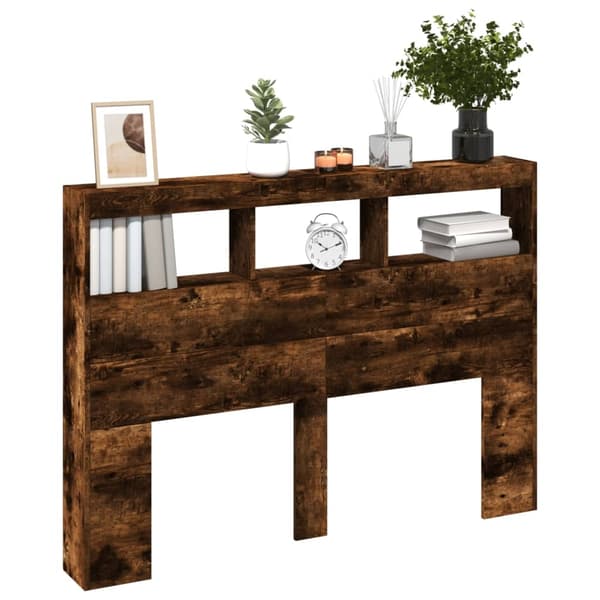 vidaXL Hodegavl skap med LED røkt eik 140x17x102 cm
