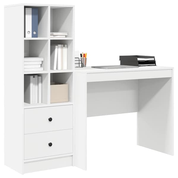 vidaXL Skrivbord med låda 2 pcs Vit
