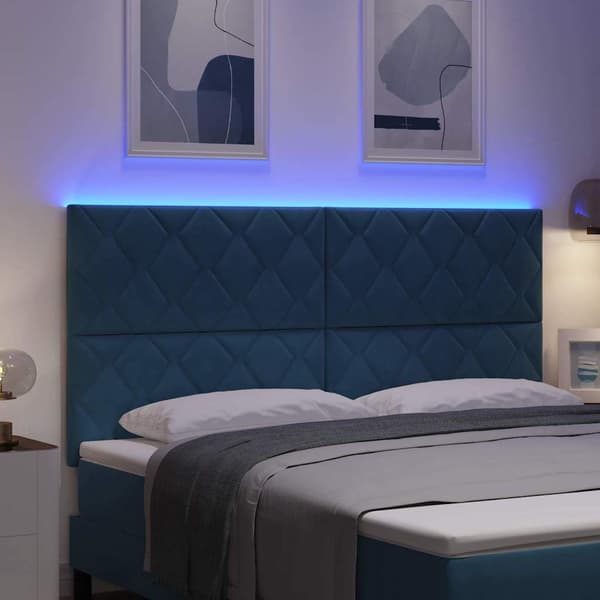 vidaXL LED huvuddyna Mörkblå 180 cm Sammet