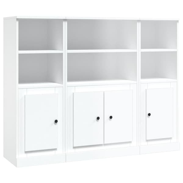 vidaXL Highboards 3 stk hvit konstruert tre