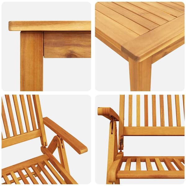 vidaXL Hage Spisegruppe Sammenleggbar 7 pcs Brun Solid akasietre