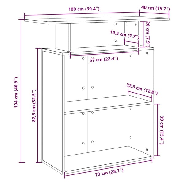 vidaXL Receptionsdisk artisan ek 100x40x104 cm konstruerat trä
