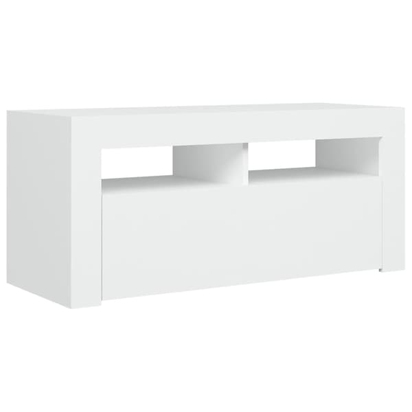 vidaXL TV-benk med LED-lys hvit 90x35x40 cm