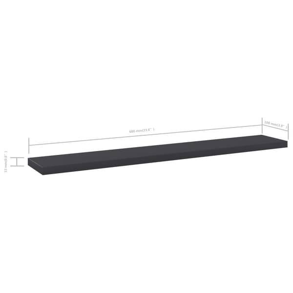 vidaXL Hyllplan 4 st grå 60x10x1,5 cm spånskiva