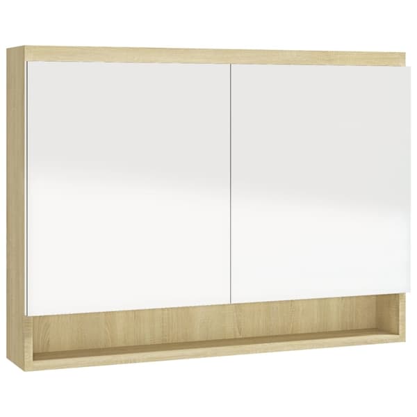 vidaXL Spegelskåp för badrum vit och ek 80x15x60 cm MDF