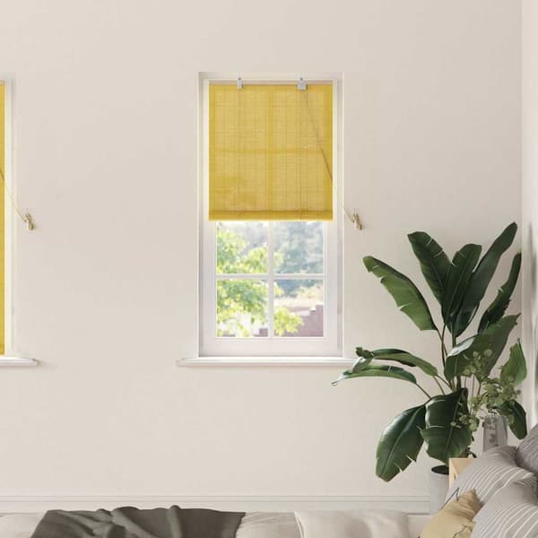 vidaXL Rullgardin med gardiner Gul 60 x 160 cm Bambu