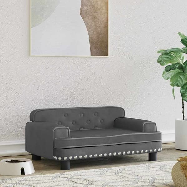vidaXL Hundbädd mörkgrå 70x45x30 cm sammet
