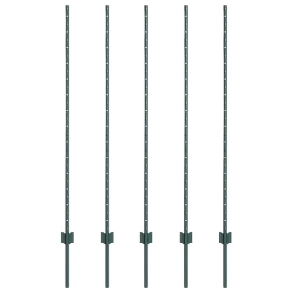 vidaXL Stängselstolpe 5 pcs Grön 140 cm Stål