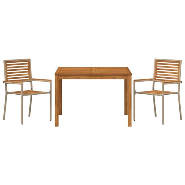 vidaXL Hage Spisegruppe 3 pcs Beige Solid akasietre