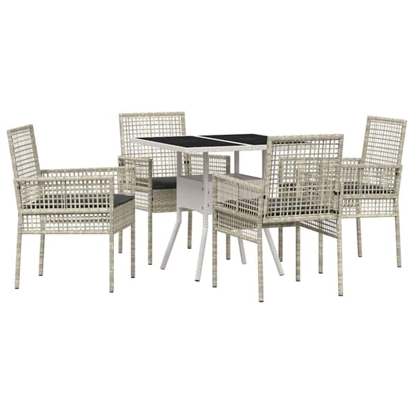 vidaXL Trädgårdsmöbelset 5 pcs Ljusgrå konstrotting