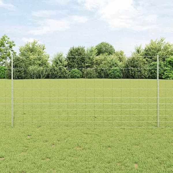 vidaXL Gjerde med stolpe sølv 1,2 x 50 m Stål
