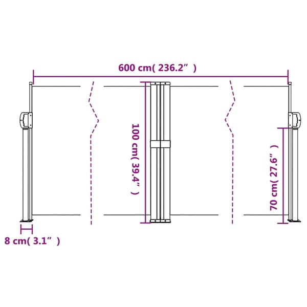 vidaXL Infällbar sidomarkis blå 100x600 cm