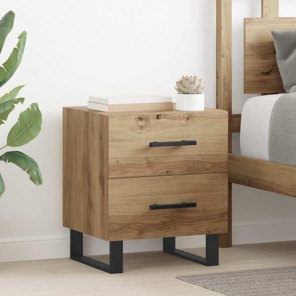 vidaXL Sengeskaps 2 pcs artisan eik 40 x 35 x 47.5 cm Konstruert tre
