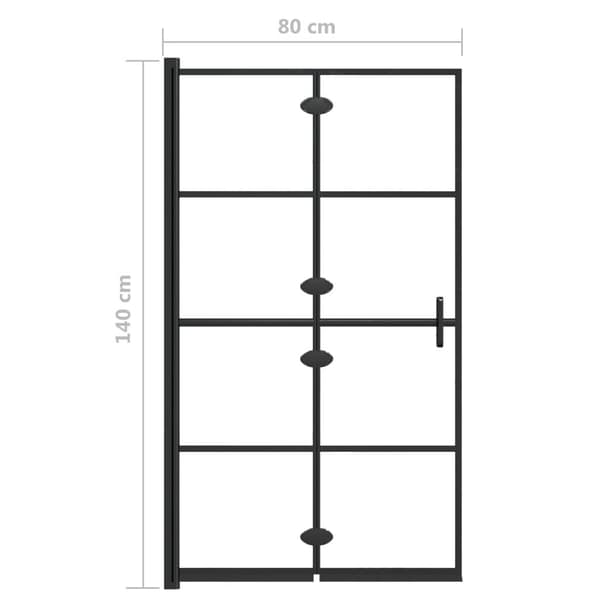 vidaXL Duschvägg fällbar ESG 80x140 cm svart